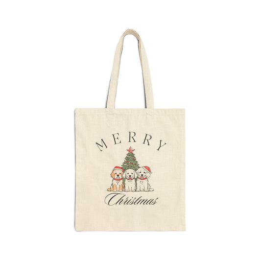 Merry Christmas Puppies Tote Bag