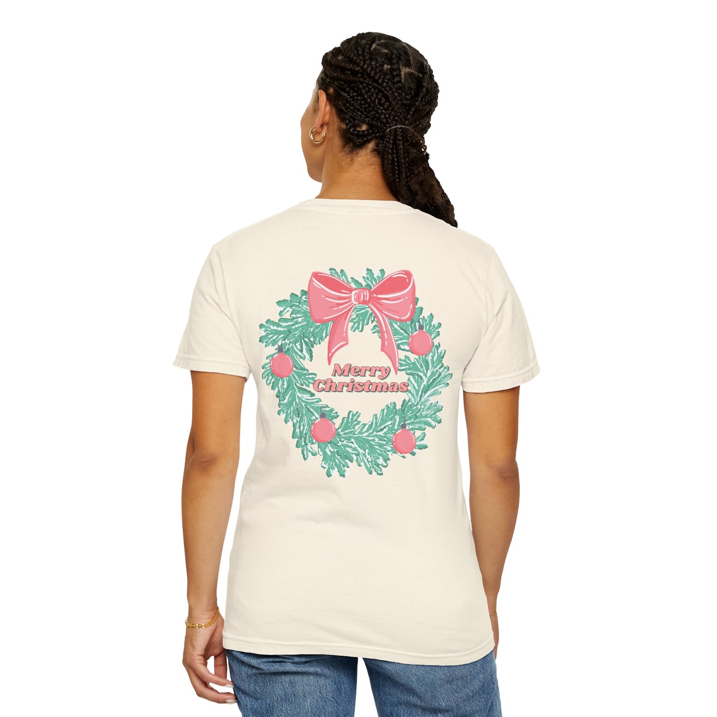 Ho Ho Ho Merry Christmas Wreath Comfort Colors Tee