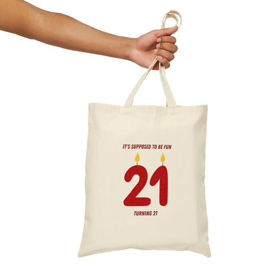 Turning 21 RED Cotton Tote Bag