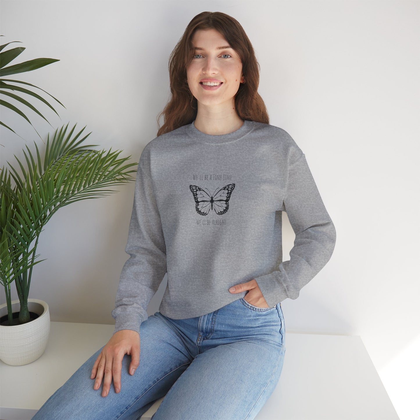 Fine Line Butterfly Unisex Crewneck