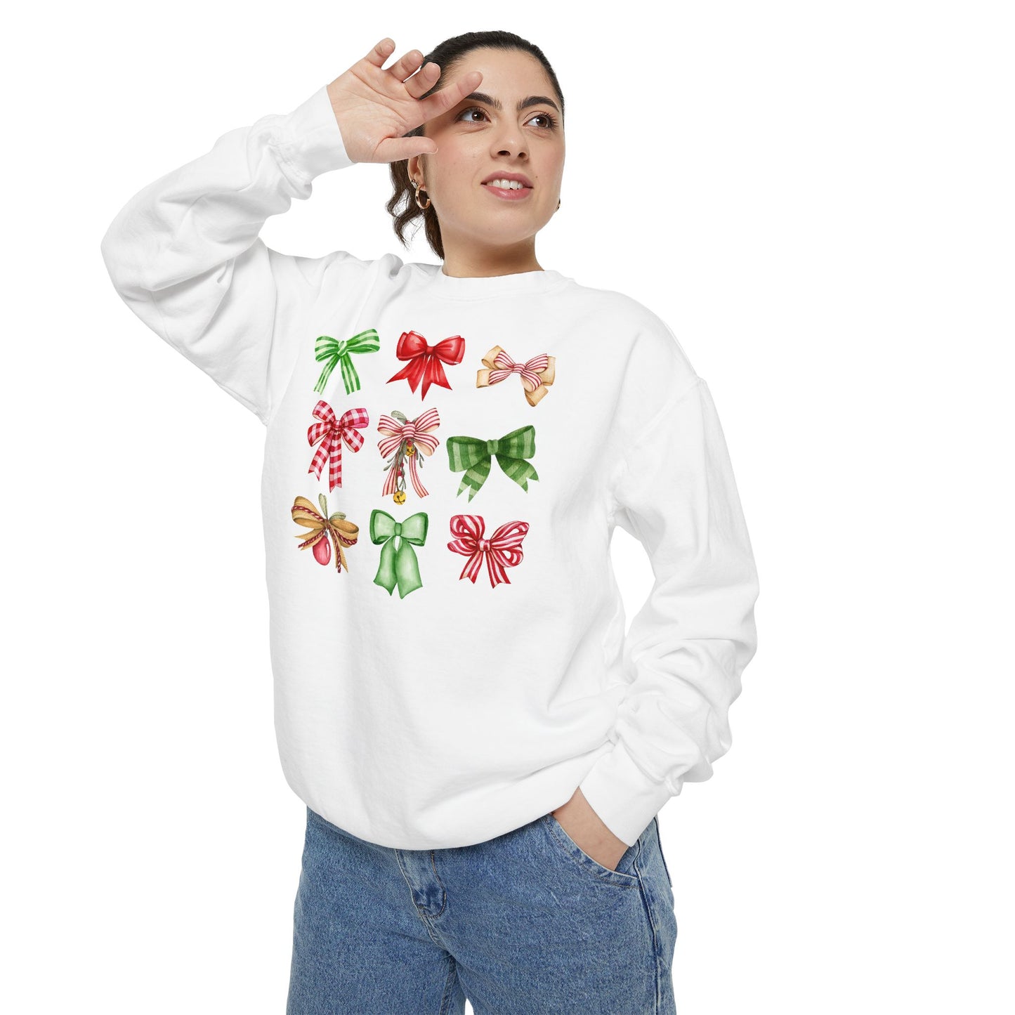 Christmas Bows Comfort Colors Sweatshirt