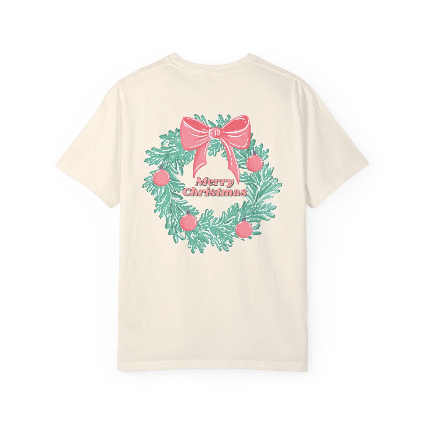 Ho Ho Ho Merry Christmas Wreath Comfort Colors Tee