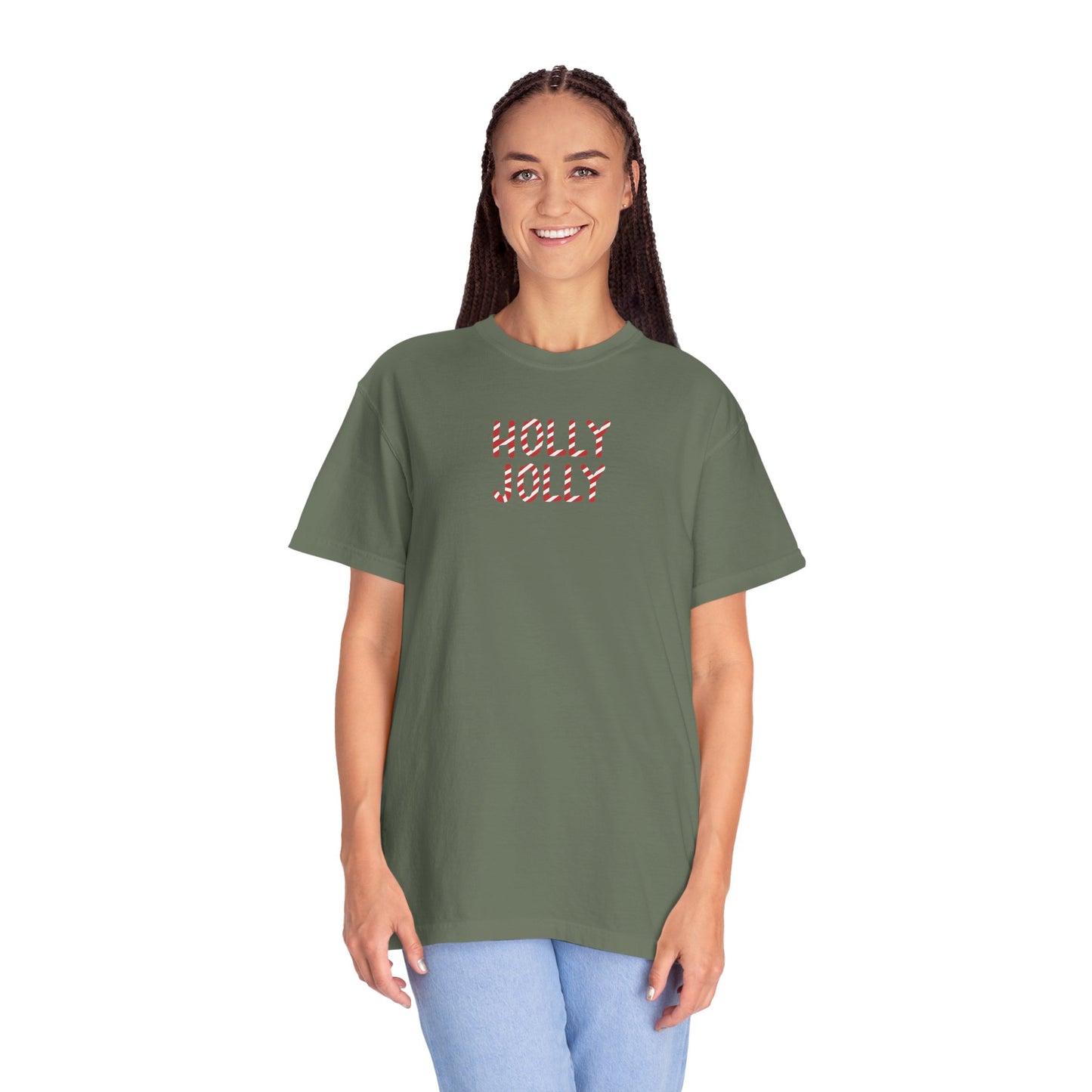 Holly Jolly Candy Cane Comfort Colors Tee