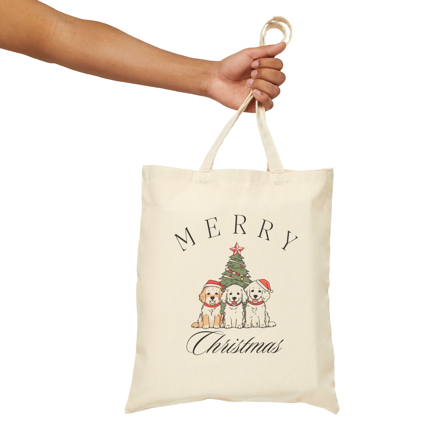 Merry Christmas Puppies Tote Bag