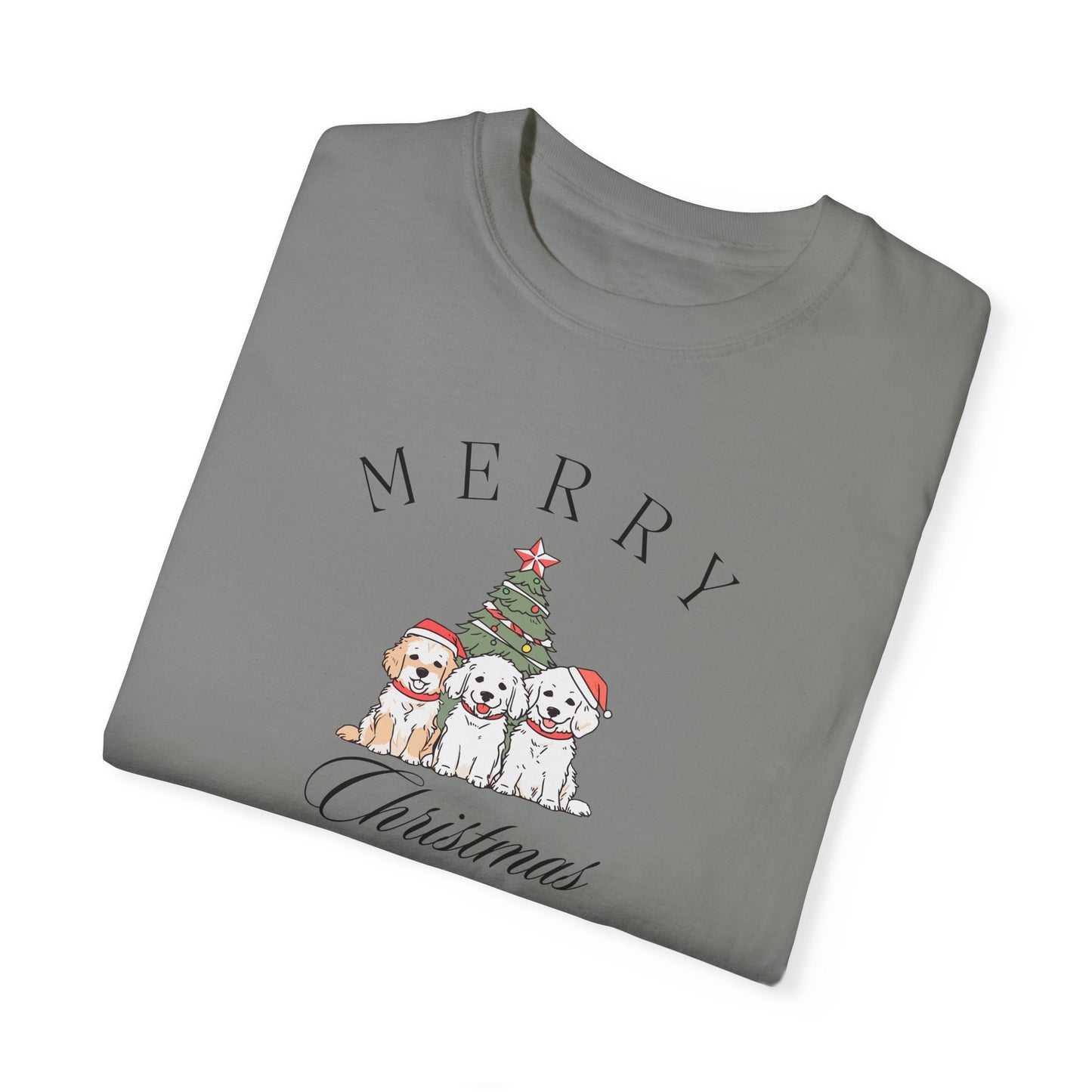 Merry Christmas Puppies Comfort Colors Tee