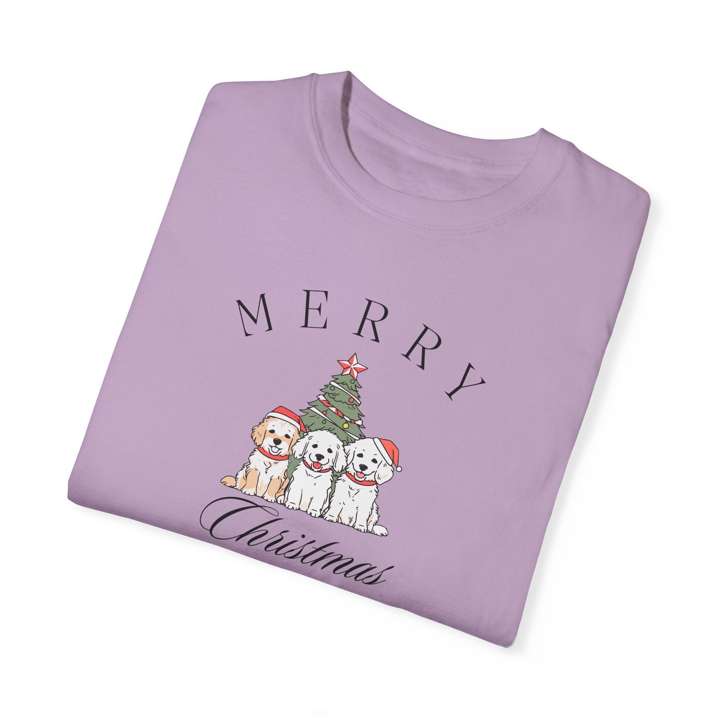 Merry Christmas Puppies Comfort Colors Tee