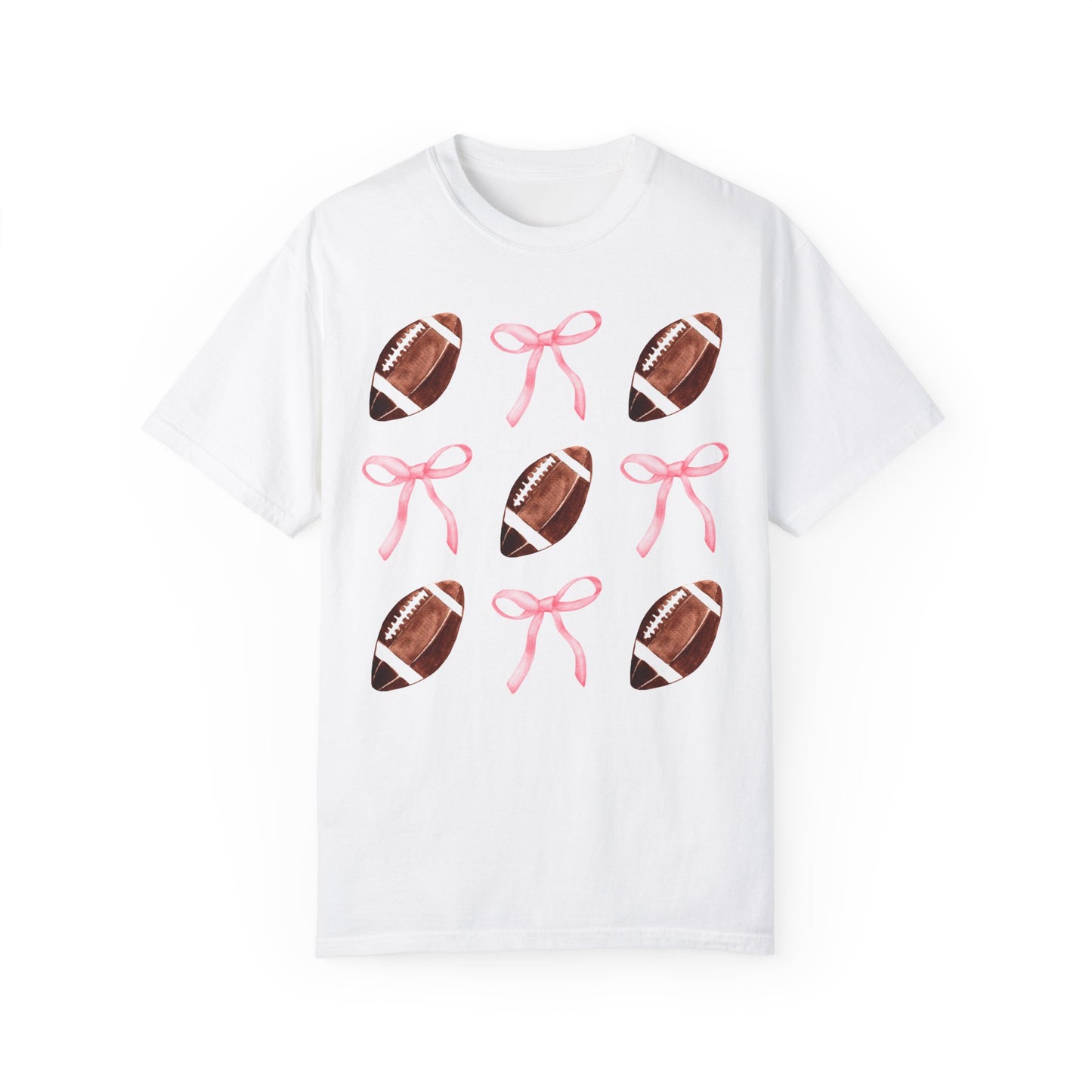 Football Bows Comfort Colors Tee