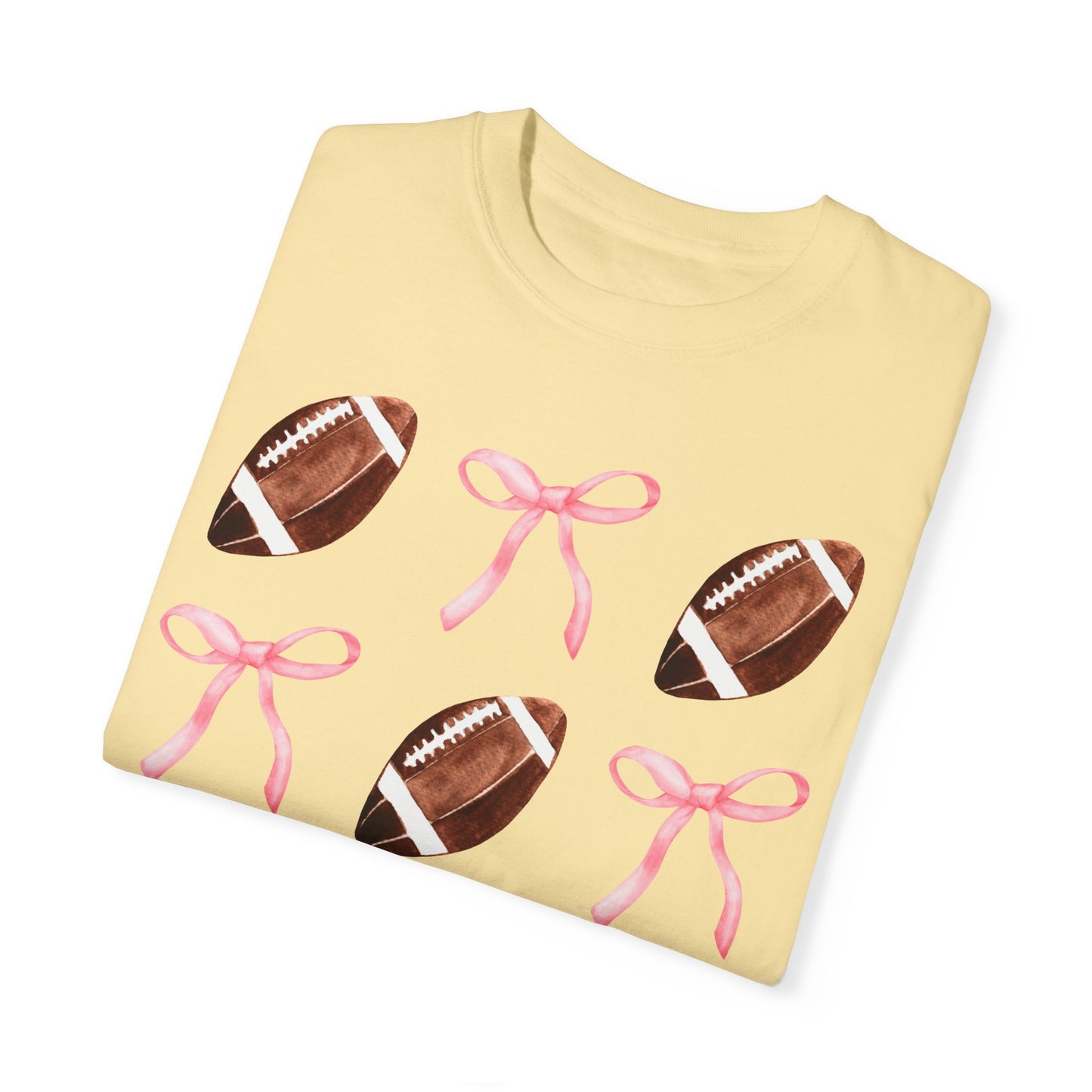 Football Bows Comfort Colors Tee