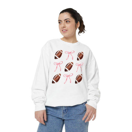 Football Bows Comfort Colors Sweatshirt