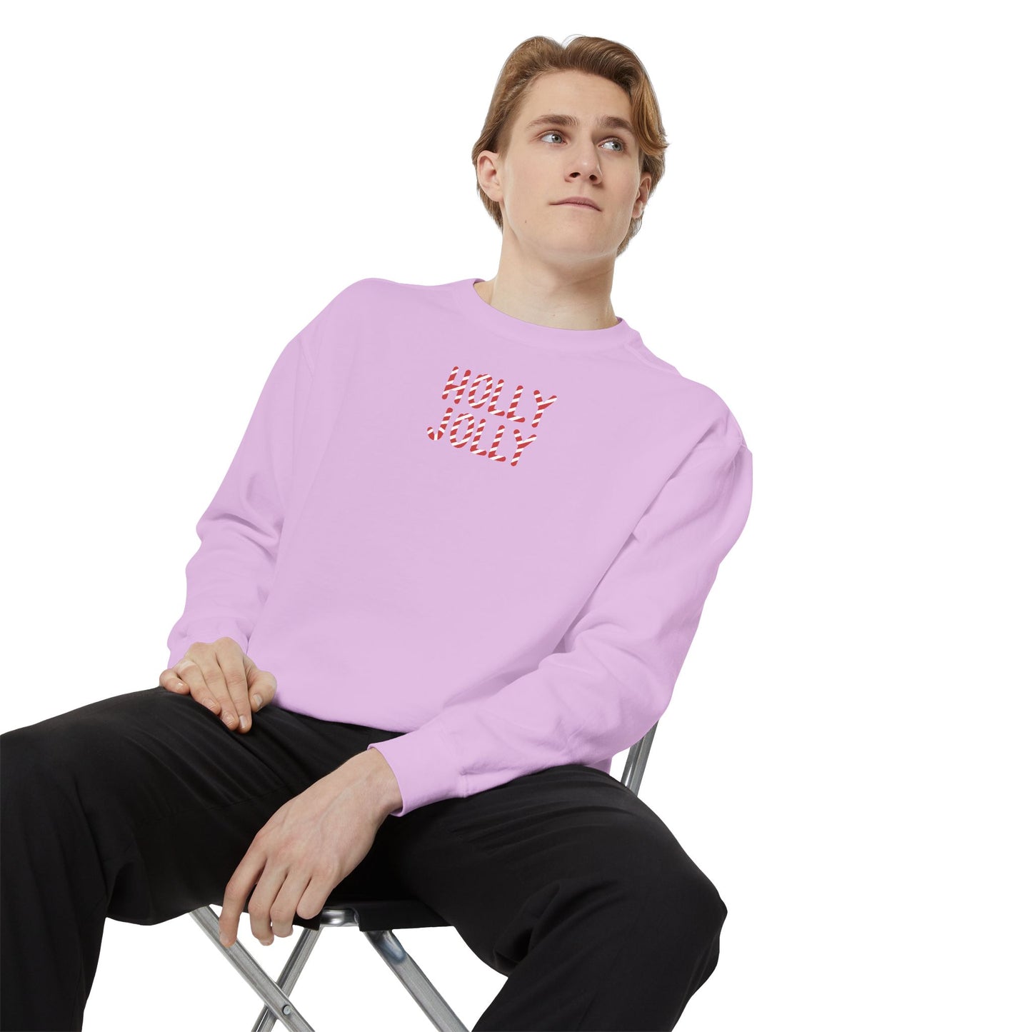 Holly Jolly Candy Cane Comfort Colors Sweatshirt