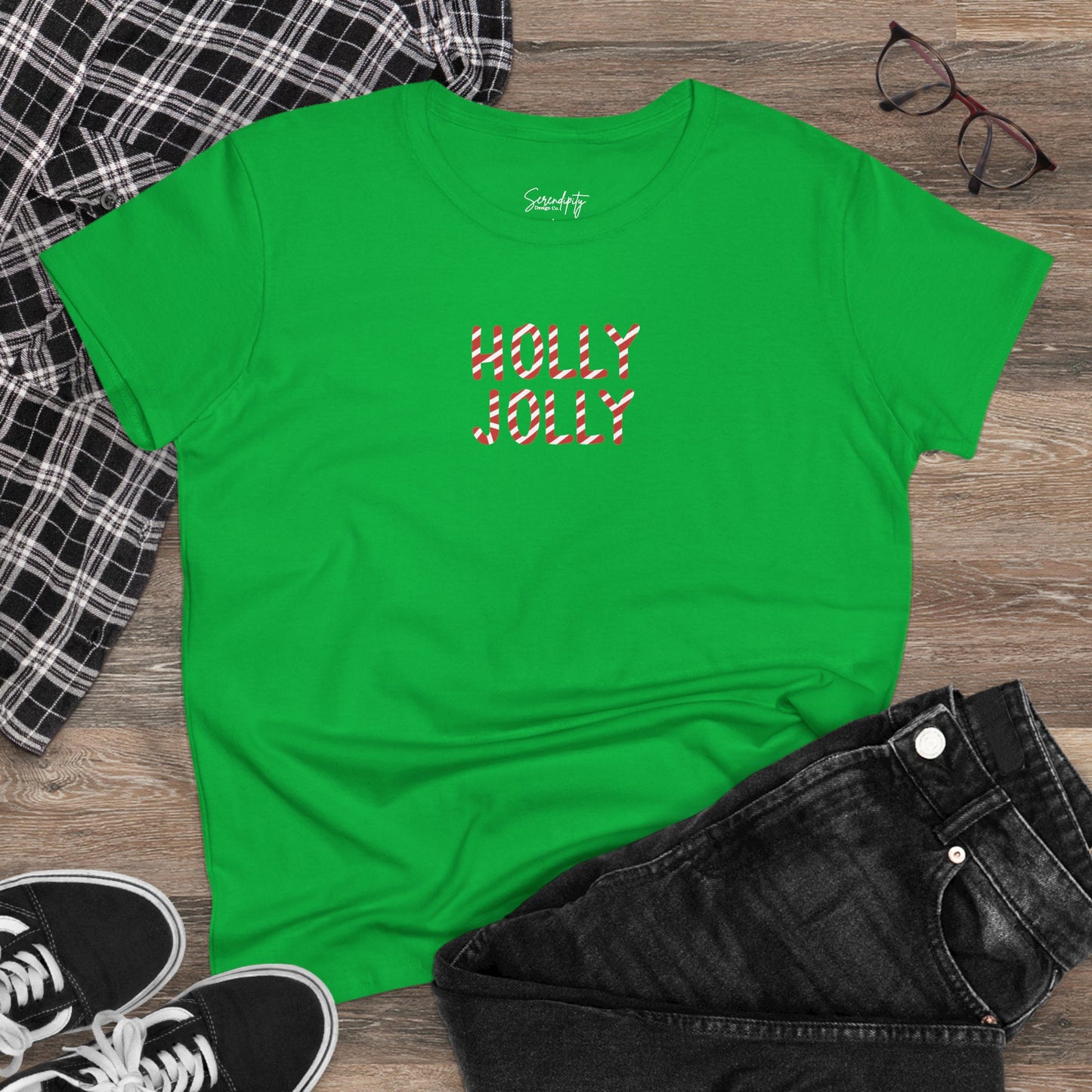 Holly Jolly Candy Cane Baby Tee