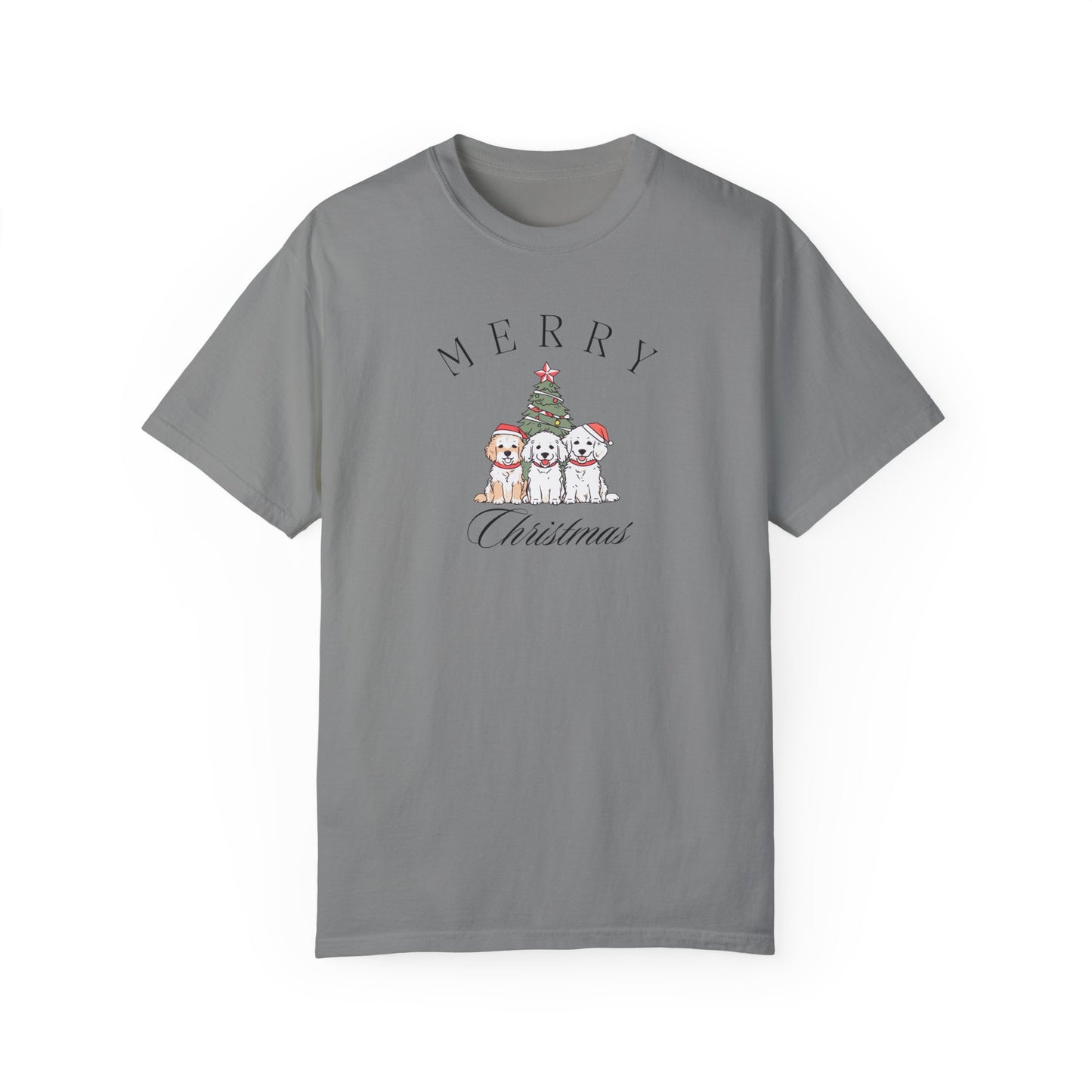 Merry Christmas Puppies Comfort Colors Tee