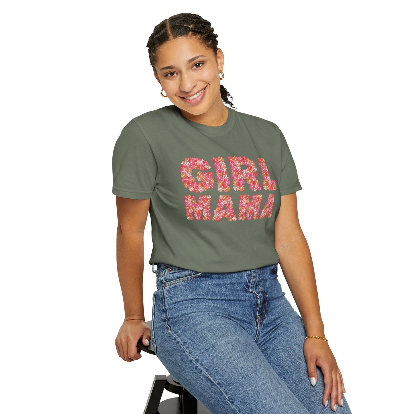 Girl Mama Floral Comfort Colors Tee