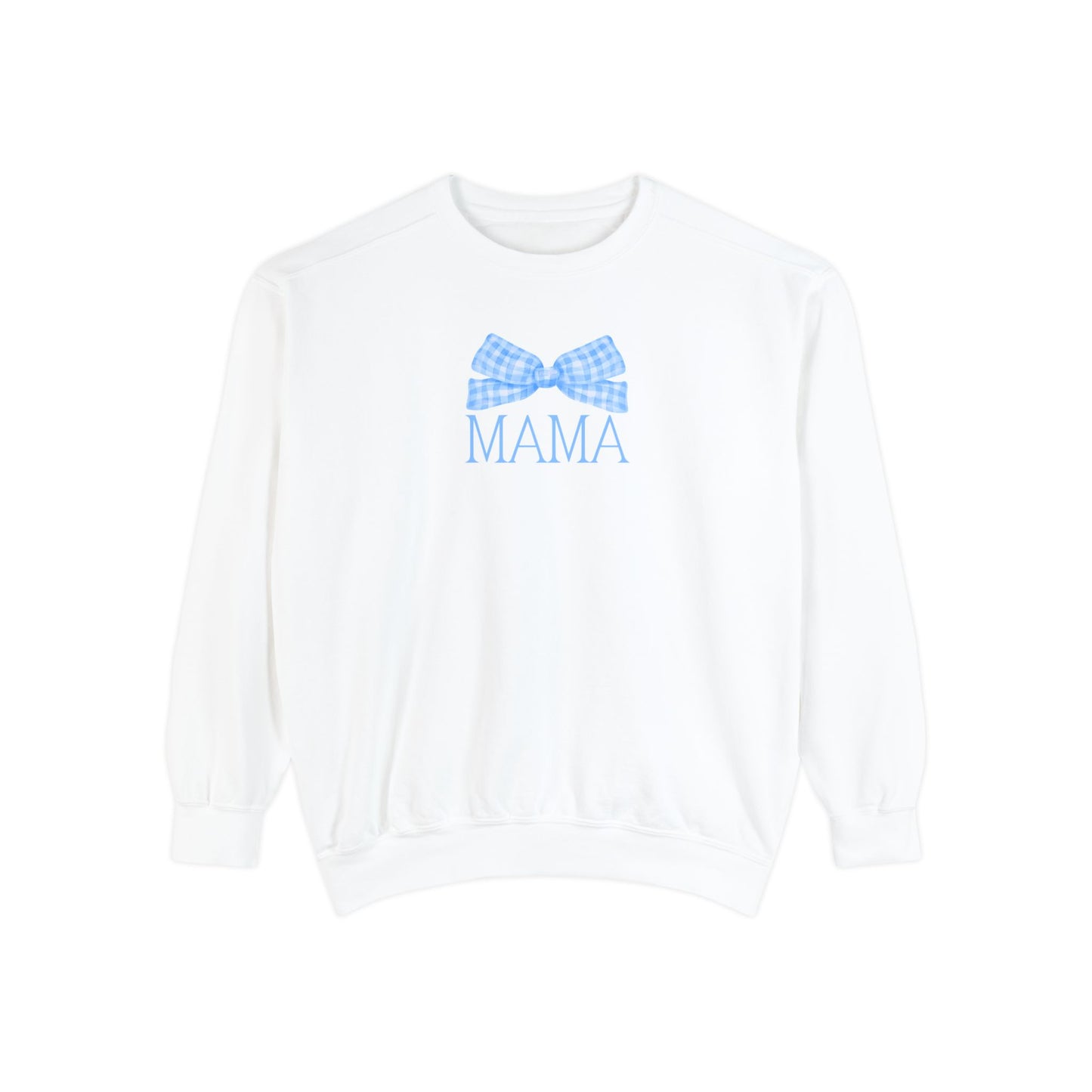 Mama Bow Blue Comfort Colors Sweatshirt