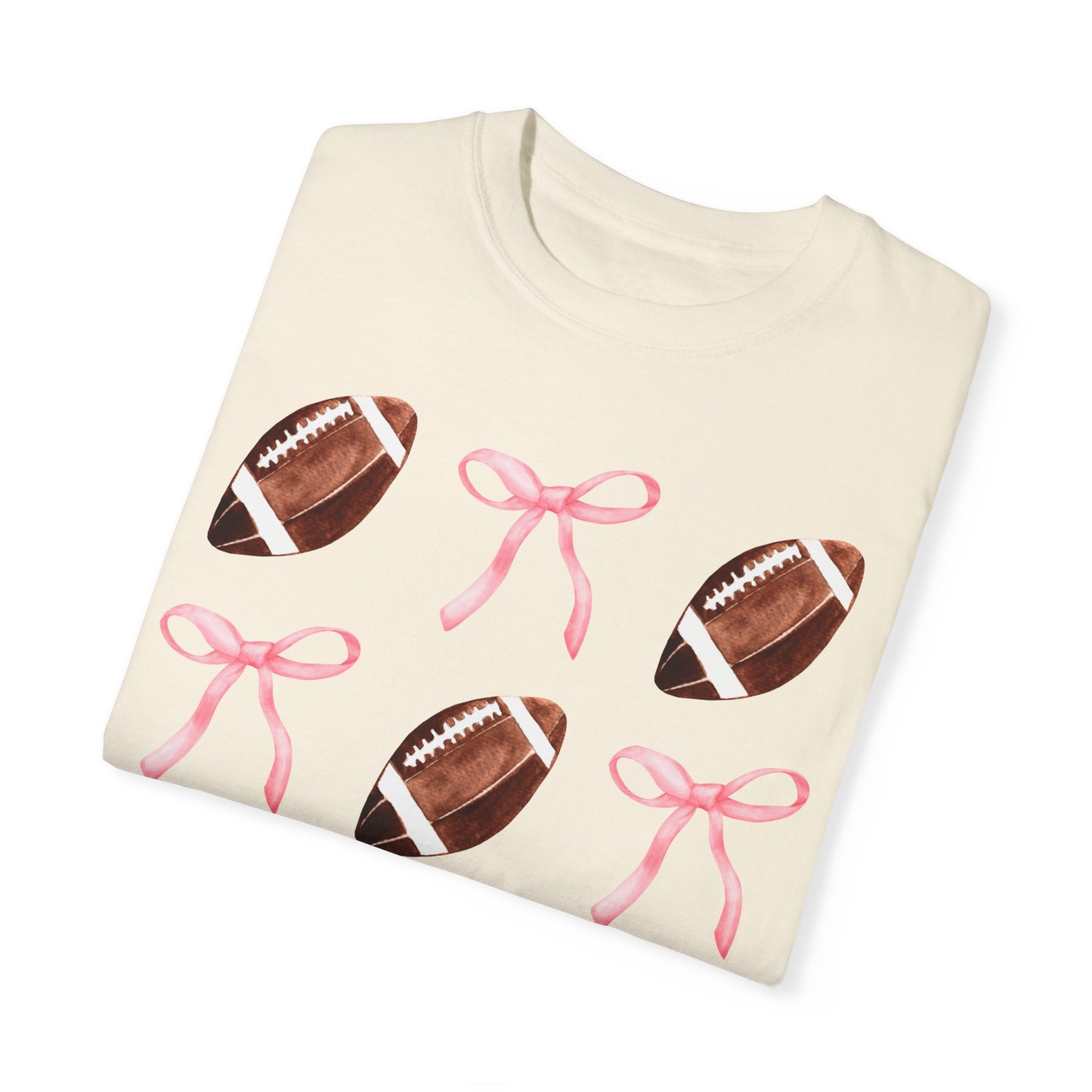 Football Bows Comfort Colors Tee