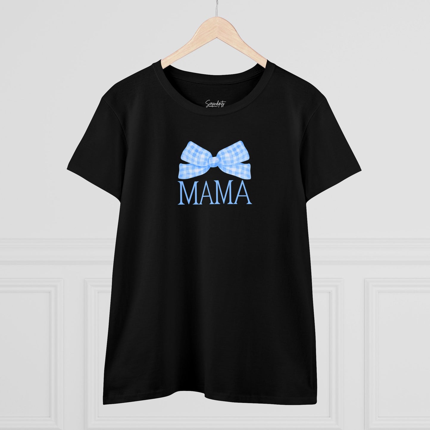 Mama Bow Blue Baby Tee