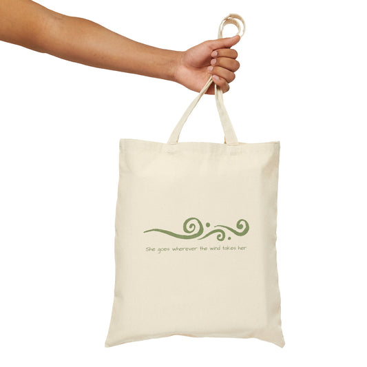 She Goes Wherever the Wind Takes Her Cotton Tote Bag