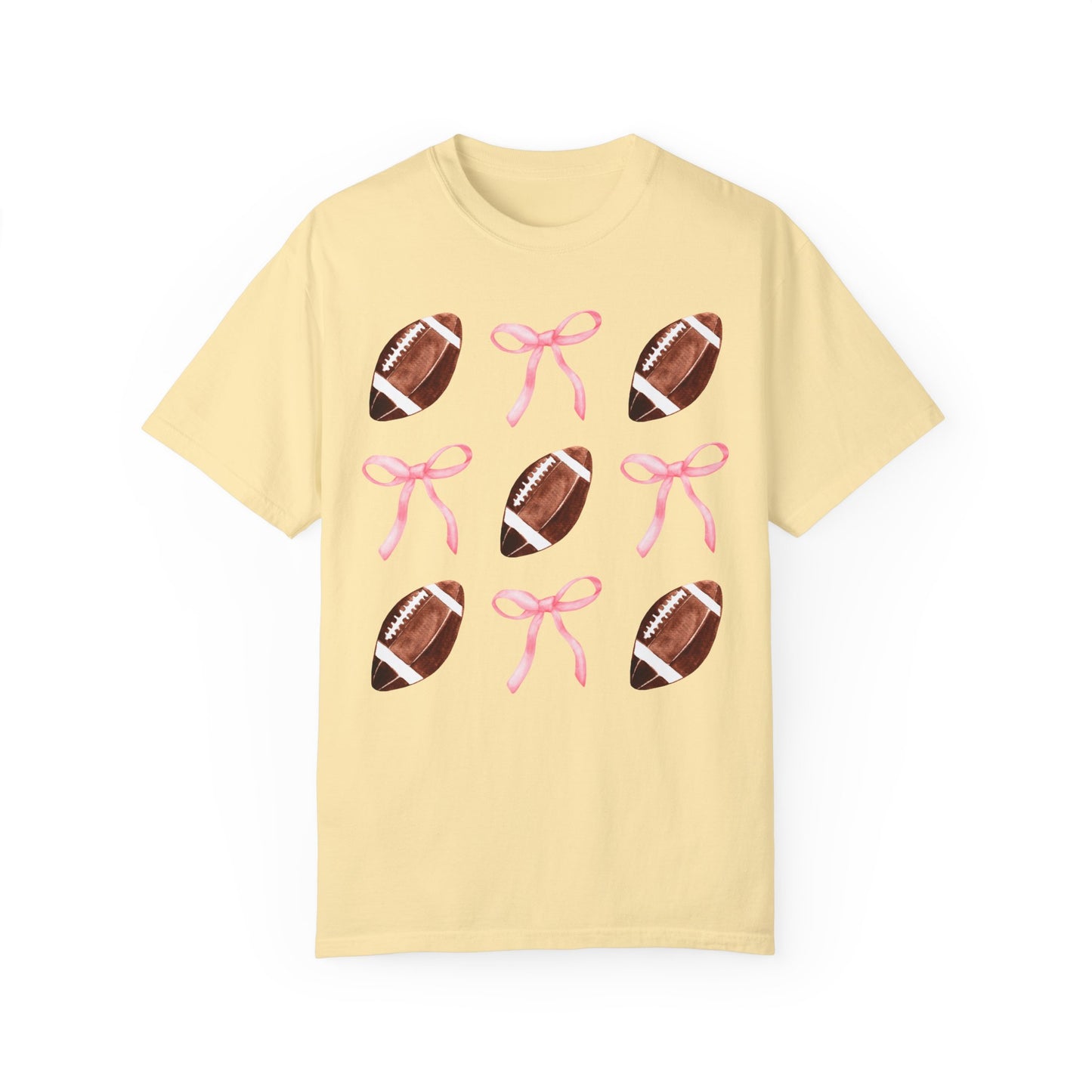 Football Bows Comfort Colors Tee