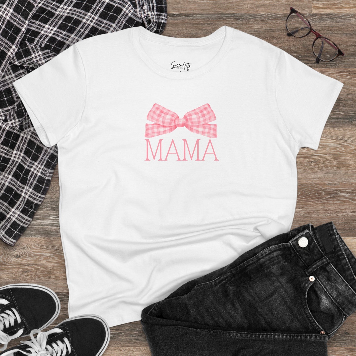 Mama Bow Pink Baby Tee