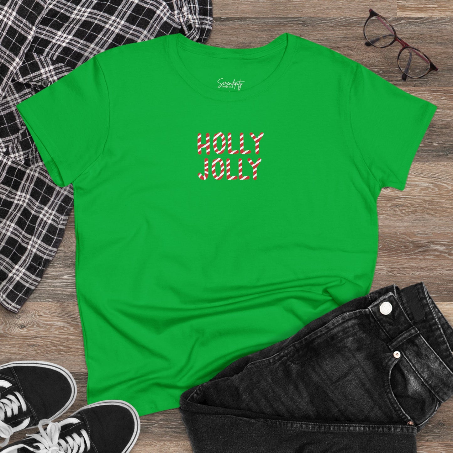 Holly Jolly Candy Cane Baby Tee