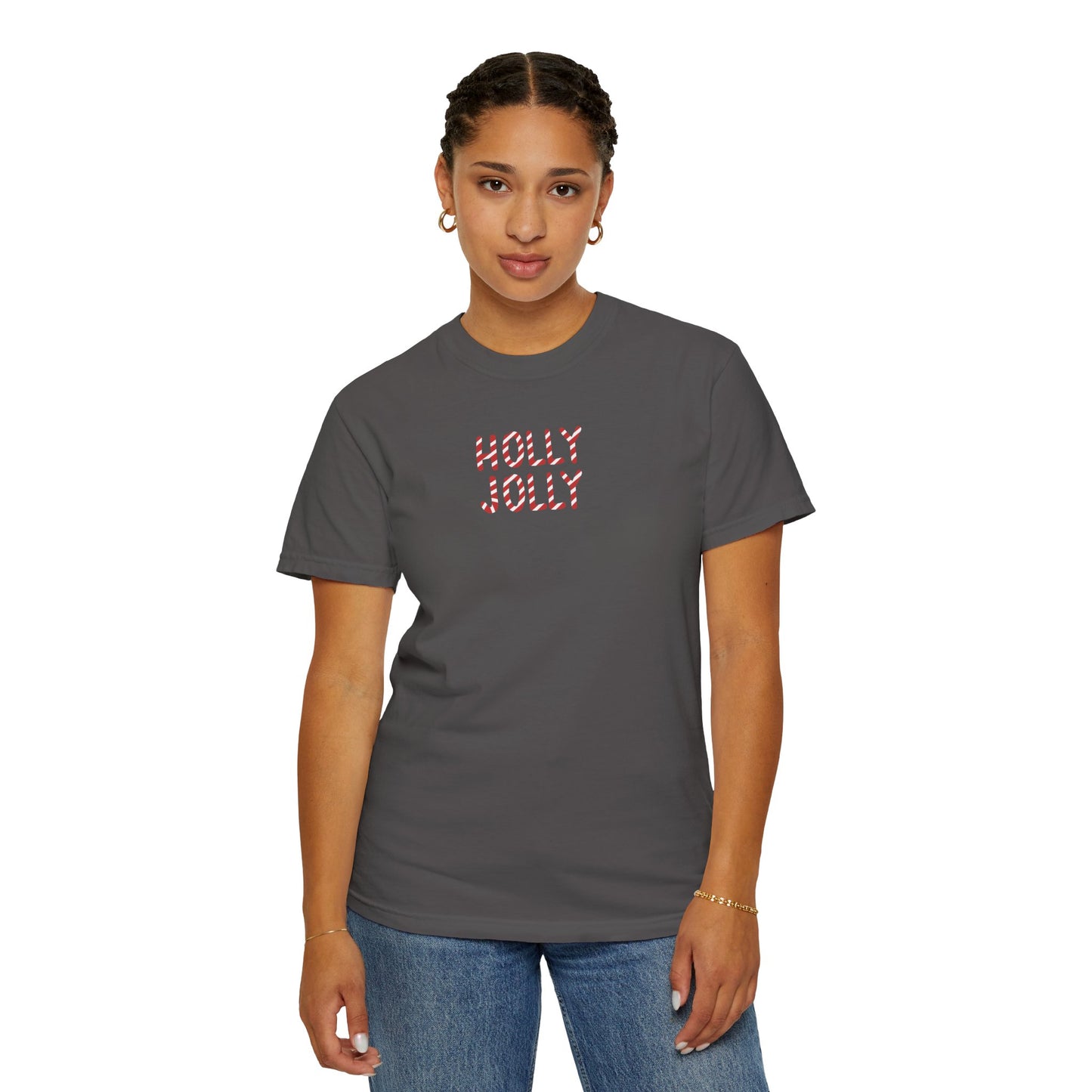 Holly Jolly Candy Cane Comfort Colors Tee