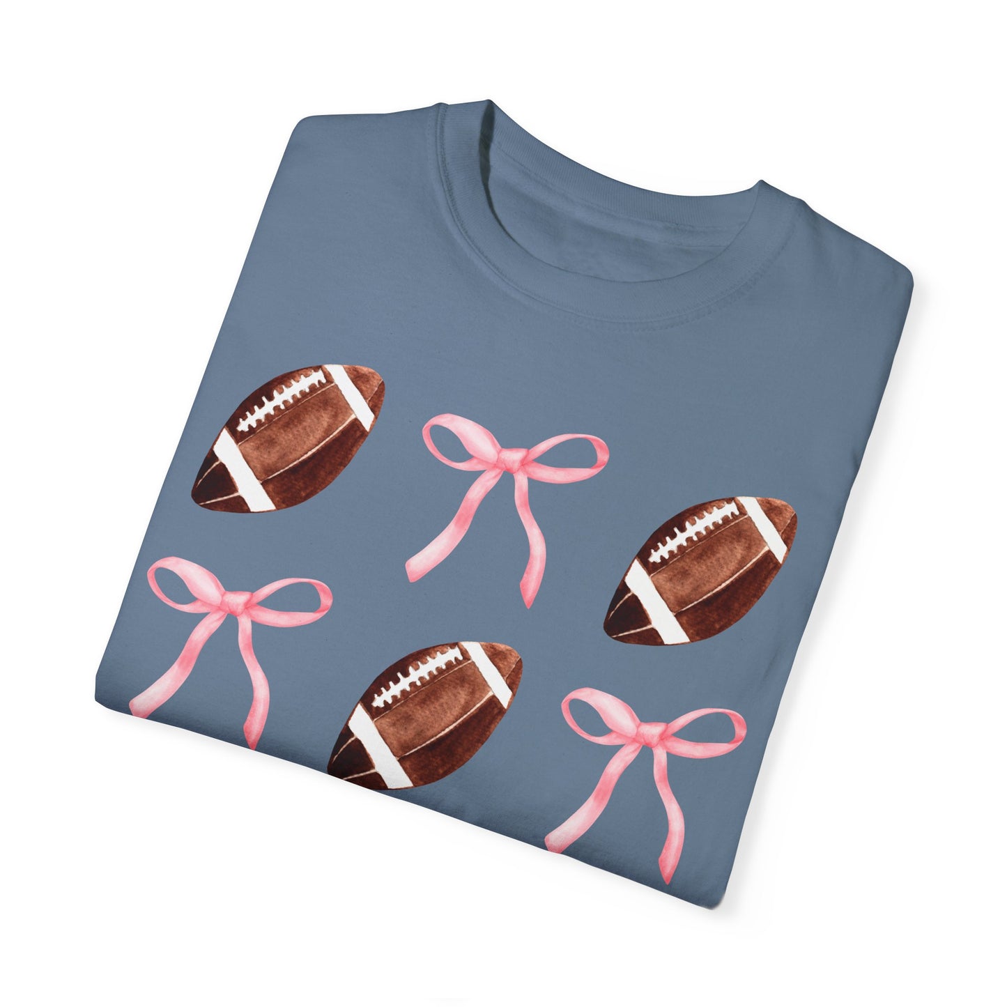 Football Bows Comfort Colors Tee