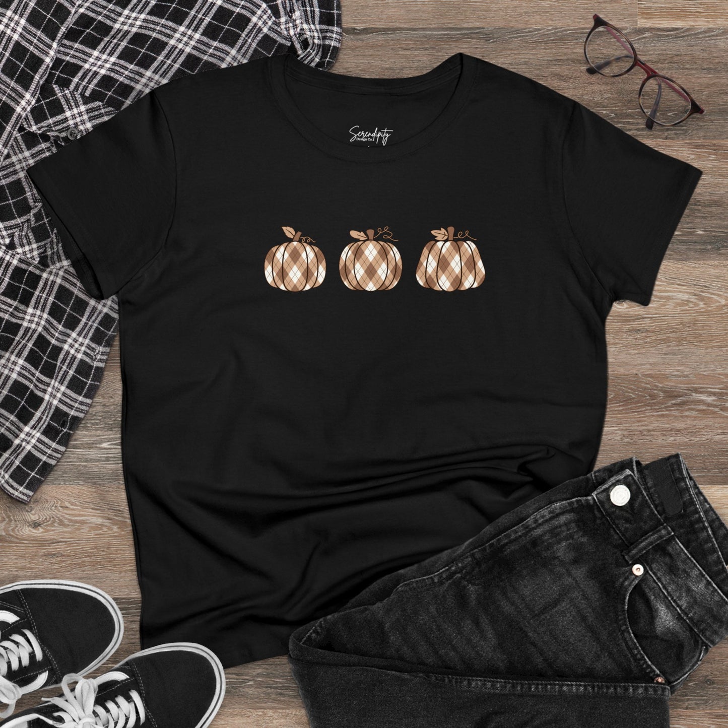 Plaid Pumpkins Baby Tee