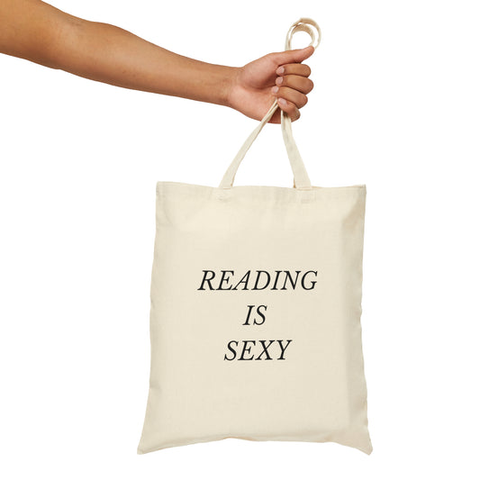 READING IS SEXY Black Cotton Tote Bag