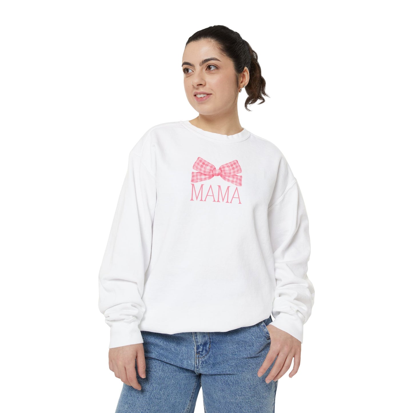 Mama Bow Pink Comfort Colors Sweatshirt