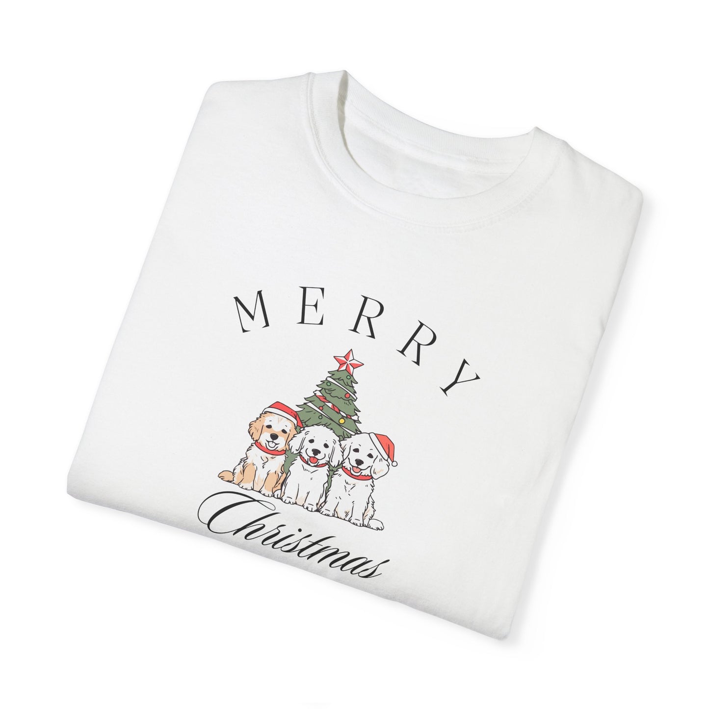 Merry Christmas Puppies Comfort Colors Tee