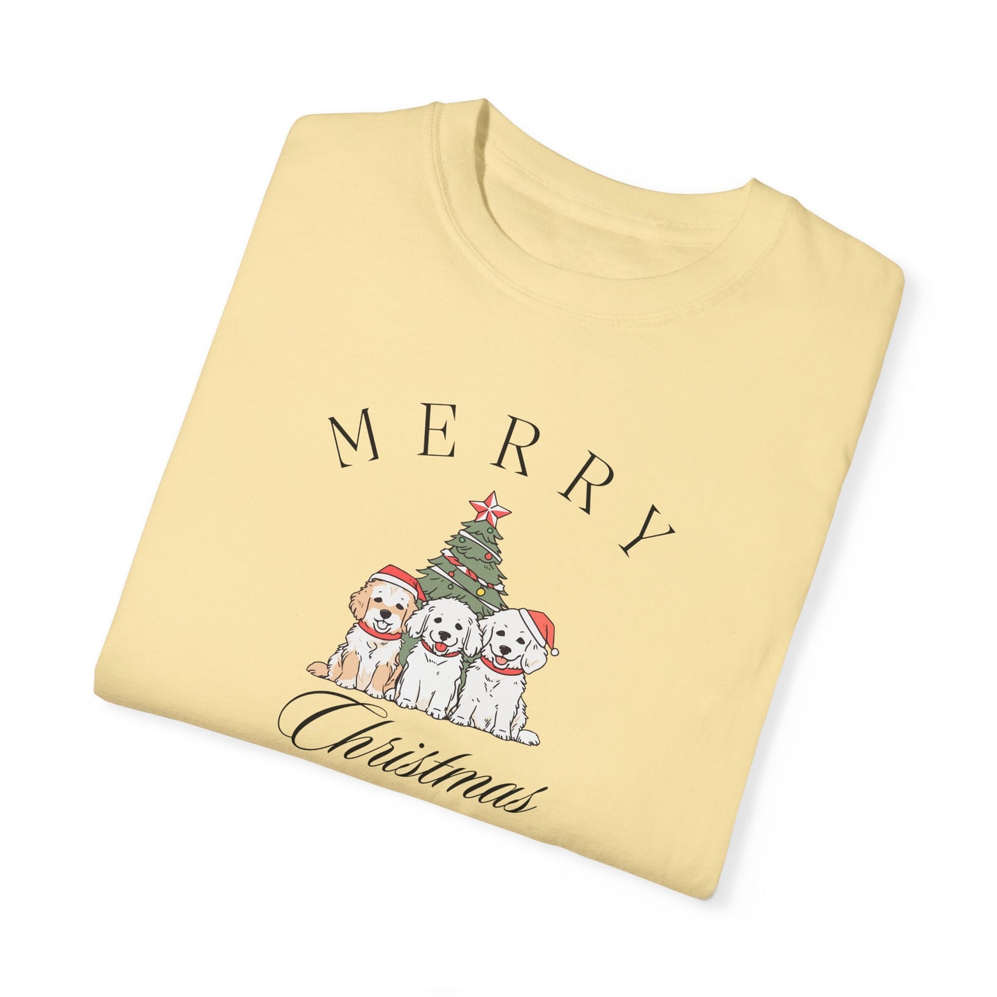 Merry Christmas Puppies Comfort Colors Tee